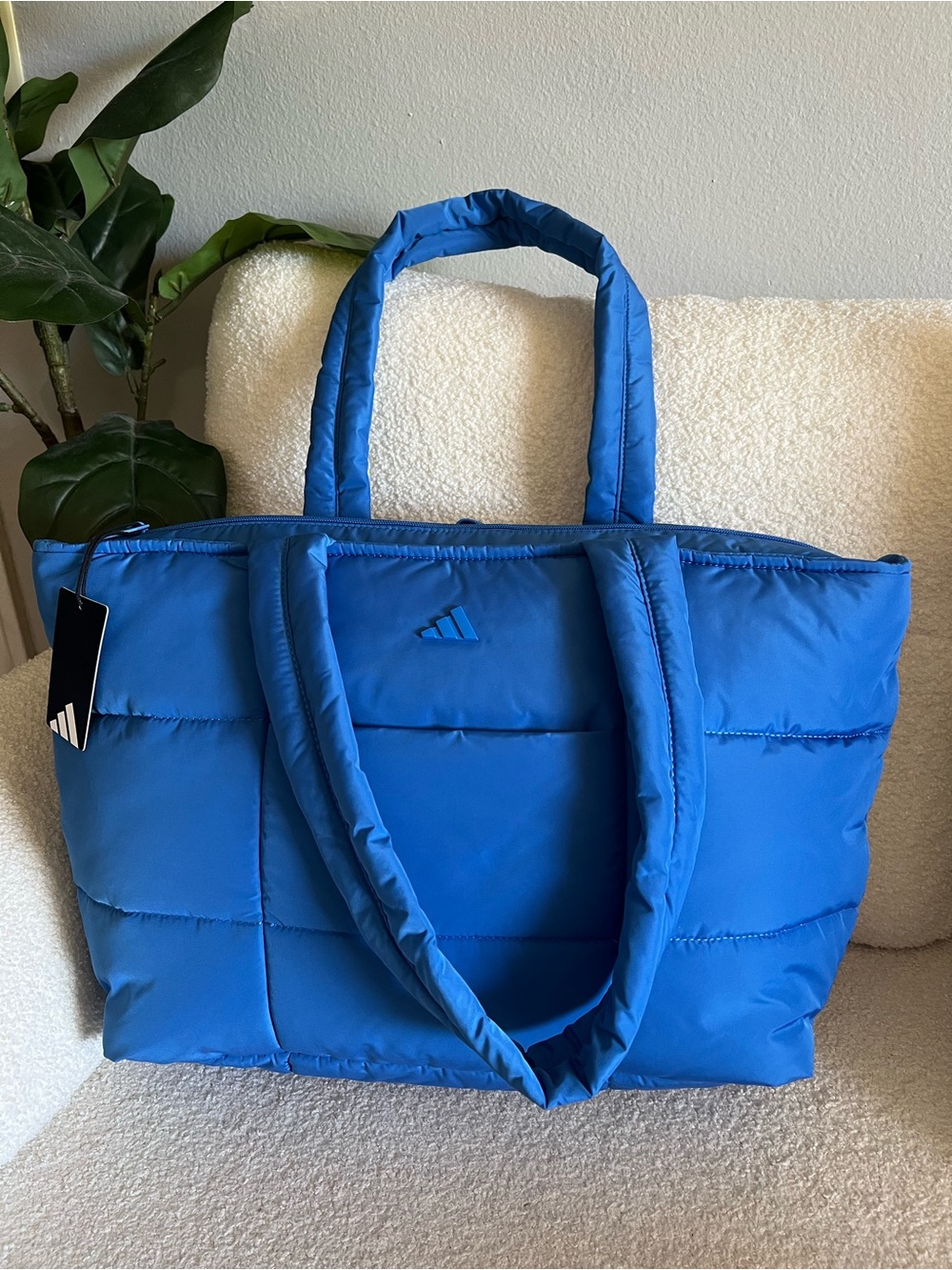 adidas Quilted Puffer Tote Bag in Blue